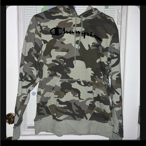Champion Men's Green Camouflage Hoodie